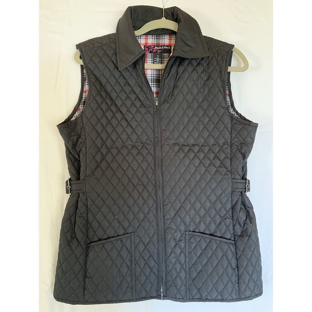 Peck And Peck Medium Black‎ Lined Vest Jacket